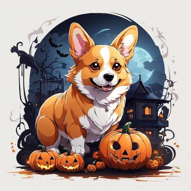 Pembroke Welsh Corgi cane che celebra Hallowee 4