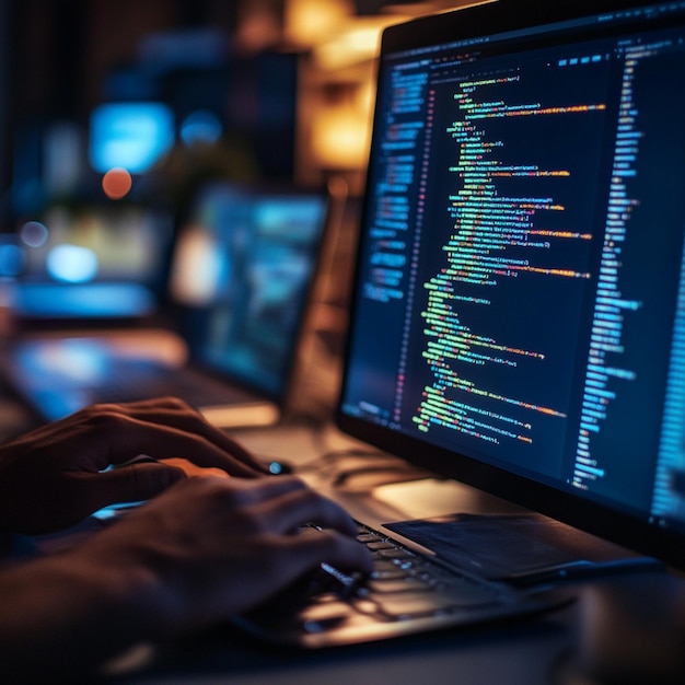 Pengembang yang mengerjakan frontend situs web dengan HTML, CSS, dan JavaScript1