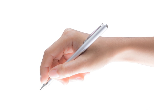 Penna di tenuta della mano isolata su white