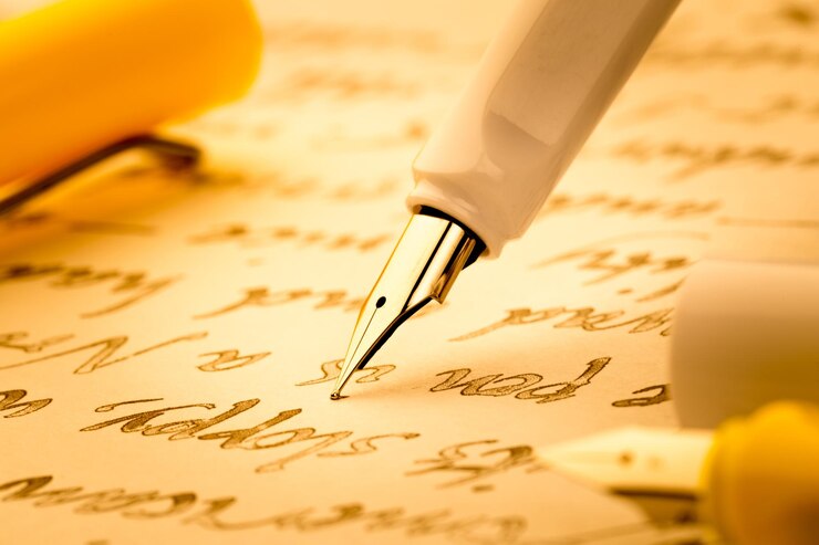Foto penne stilografiche gialle e bianche su una lettera