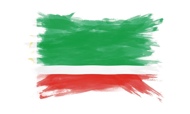 Pennellata bandiera cecena, bandiera nazionale su sfondo bianco