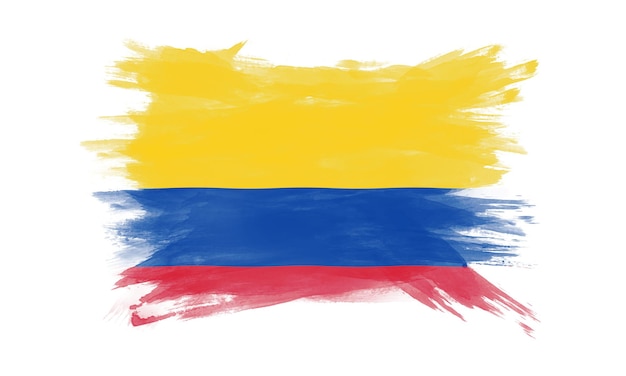 Pennellata bandiera Colombia, bandiera nazionale su sfondo bianco