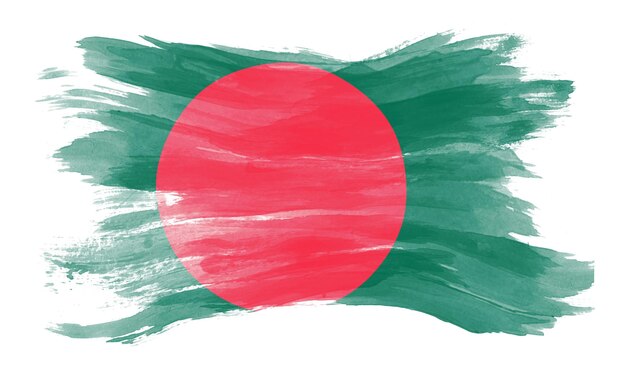 Pennellata bandiera del Bangladesh, bandiera nazionale su sfondo bianco