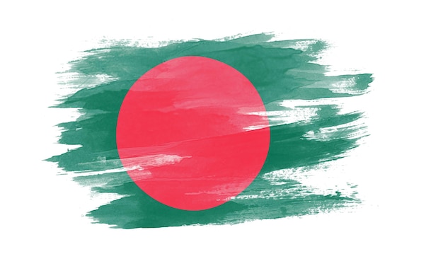 Pennellata bandiera del Bangladesh, bandiera nazionale su sfondo bianco