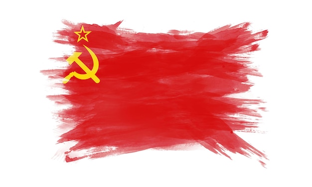 Pennellata bandiera dell'Unione Sovietica, bandiera nazionale su sfondo bianco
