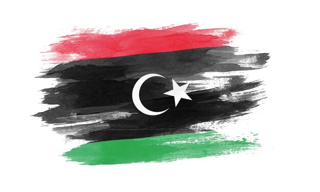 Pennellata bandiera Libia, bandiera nazionale su sfondo bianco