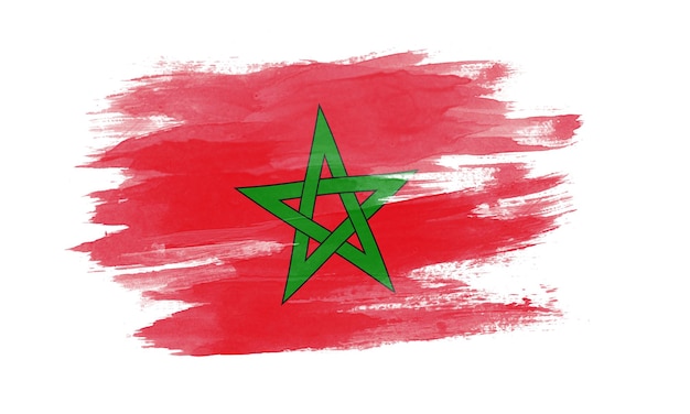 Pennellata bandiera Marocco, bandiera nazionale su sfondo bianco