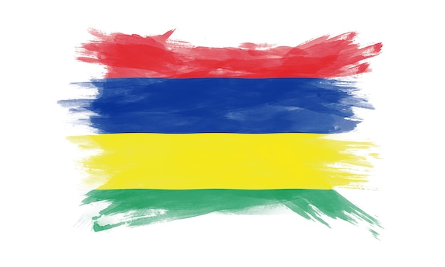 Pennellata bandiera Mauritius, bandiera nazionale su sfondo bianco