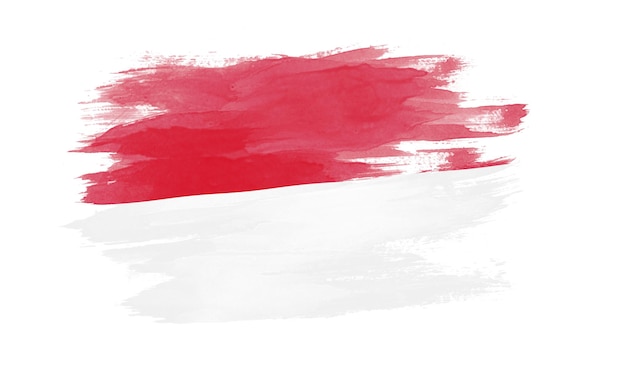 Pennellata bandiera Monaco, bandiera nazionale su sfondo bianco