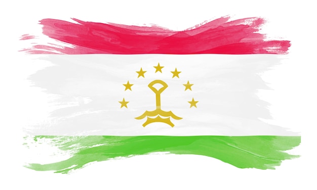 Pennellata bandiera Tagikistan, bandiera nazionale su sfondo bianco