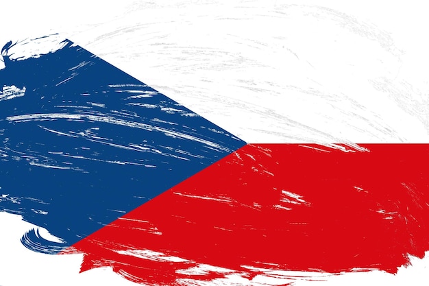 Pennello afflitto dipinto bandiera della repubblica ceca su sfondo bianco