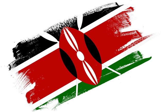 Pennello astratto bandiera testurizzata del kenya su sfondo bianco