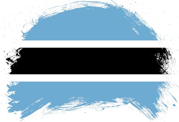 Pennello tratto in difficoltà dipinta bandiera del botswana su sfondo bianco