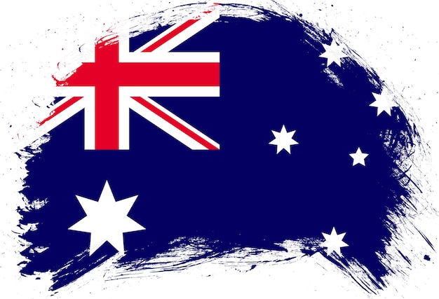 Pennello tratto in difficoltà dipinta bandiera dell'Australia su sfondo bianco