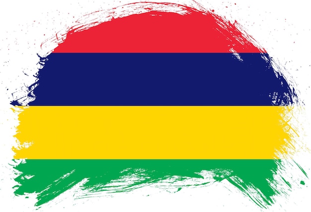 Pennello tratto in difficoltà dipinta bandiera di mauritius su sfondo bianco