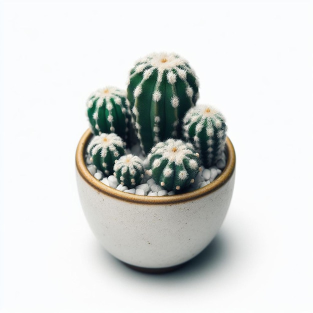 pentola di cactus su uno sfondo bianco del tavolo