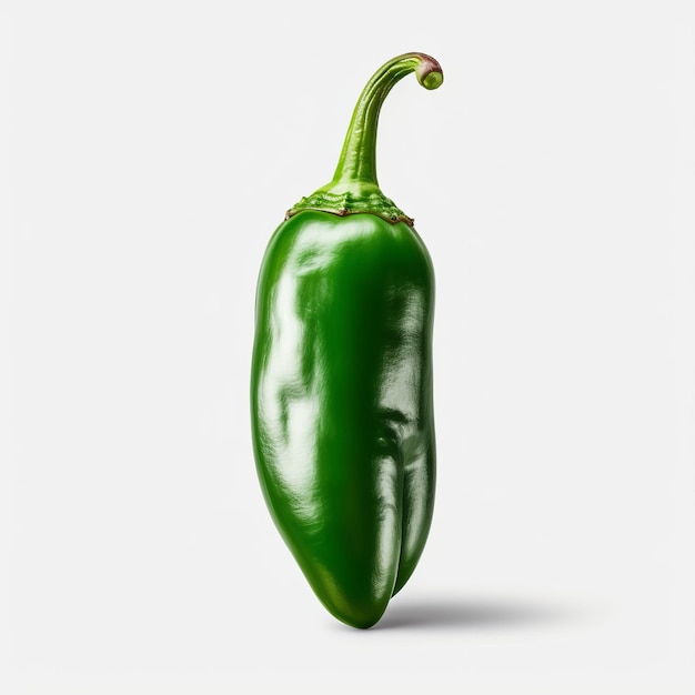 Peperoncino Jalapeno Verde Minimalista Su Sfondo Bianco