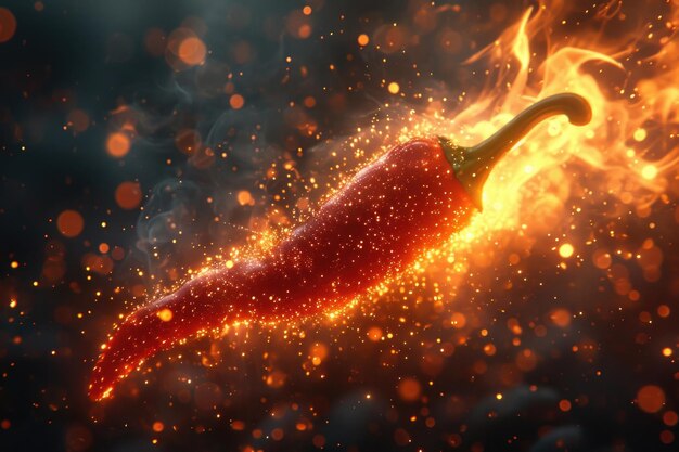 Peperoncino rosso fresco sul fuoco Il concetto di cibo piccante e spezie