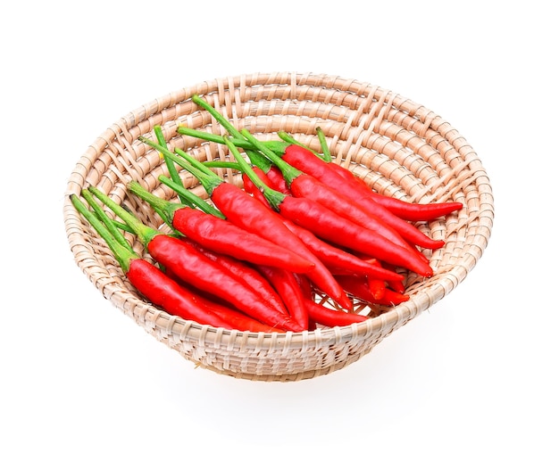 Peperoncino rosso su sfondo bianco