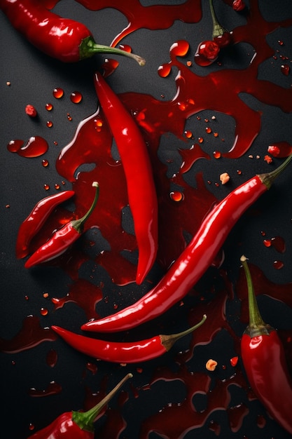 Peperoncino rosso su sfondo nero