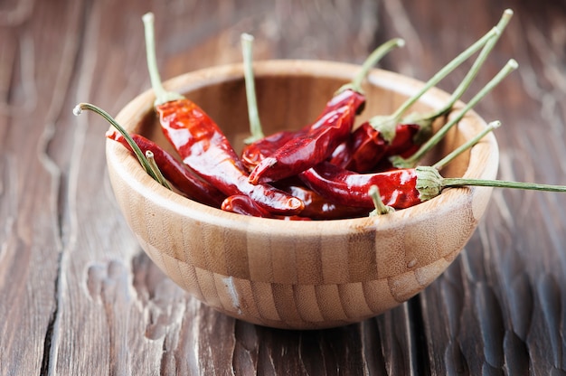 Peperoncino sul tavolo di legno