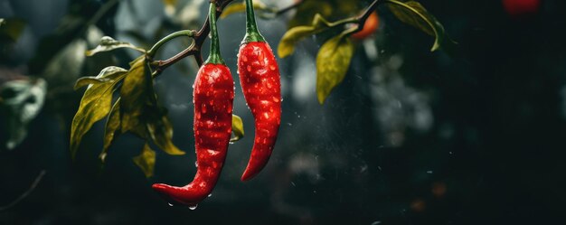 Peperoncino sull'albero che cresce in un'azienda agricola biologica ai generativa