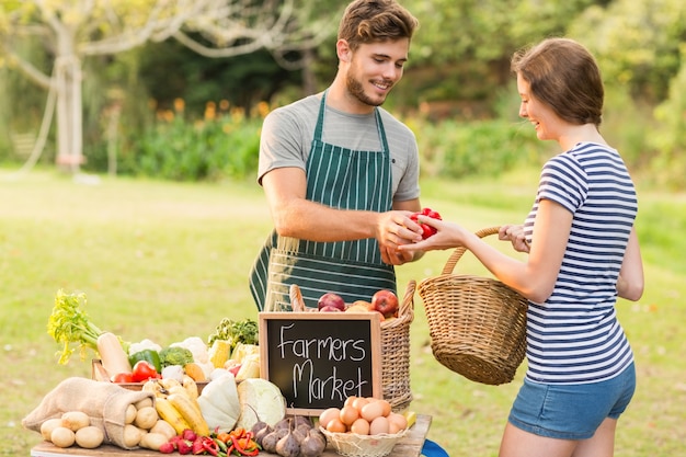 Peperoni d&#39;acquisto castana al mercato degli agricoltori