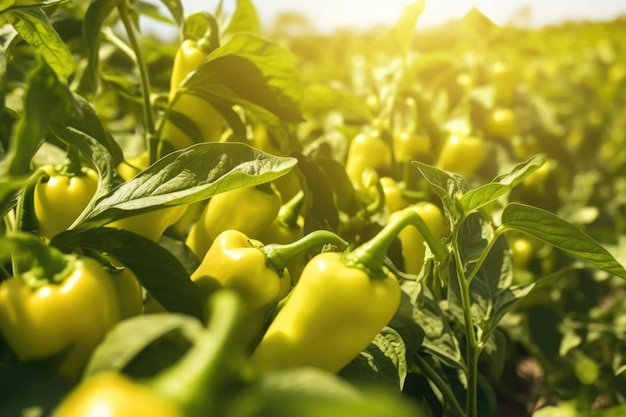 Peperoni in crescita Paesaggio agricolo Il concetto di agricoltura naturale IA generativa