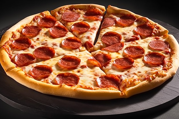 Pepperoni pizza calda e fresca consegna online da pizzeria take away e fast food italiano generativo ai