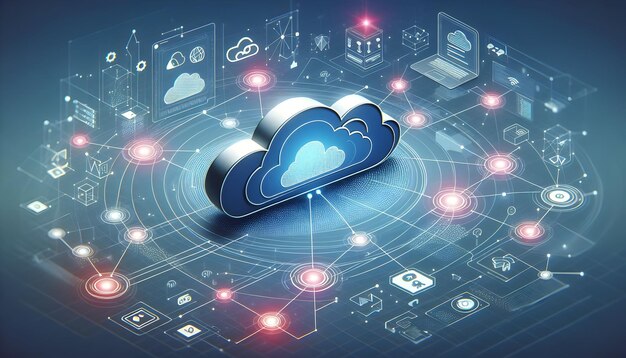 per pubblicità e banner come Cloud Connectivity Un'icona cloud elegante si collega a vari numeri digitali