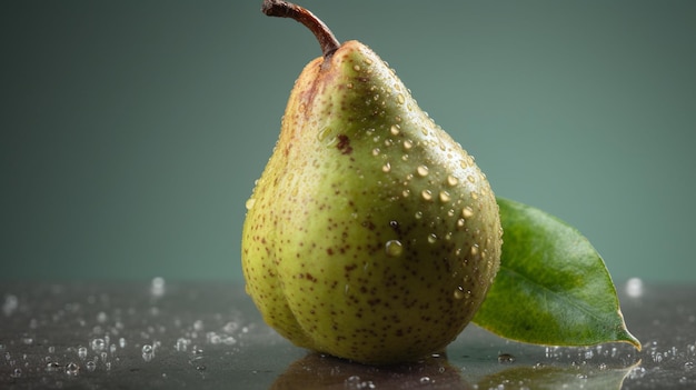 Pera fresca con gocce d'acqua IA generativa