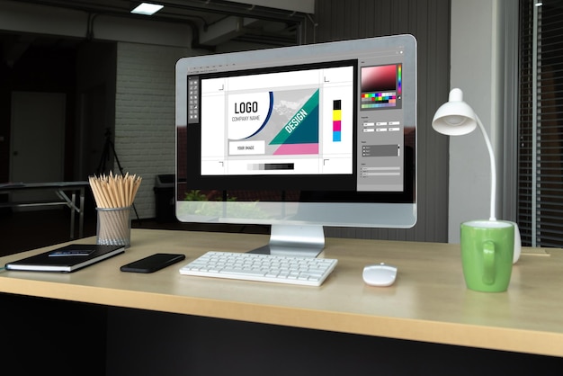 Perangkat lunak Designer grafis untuk desain modern halaman web dan iklan komersial