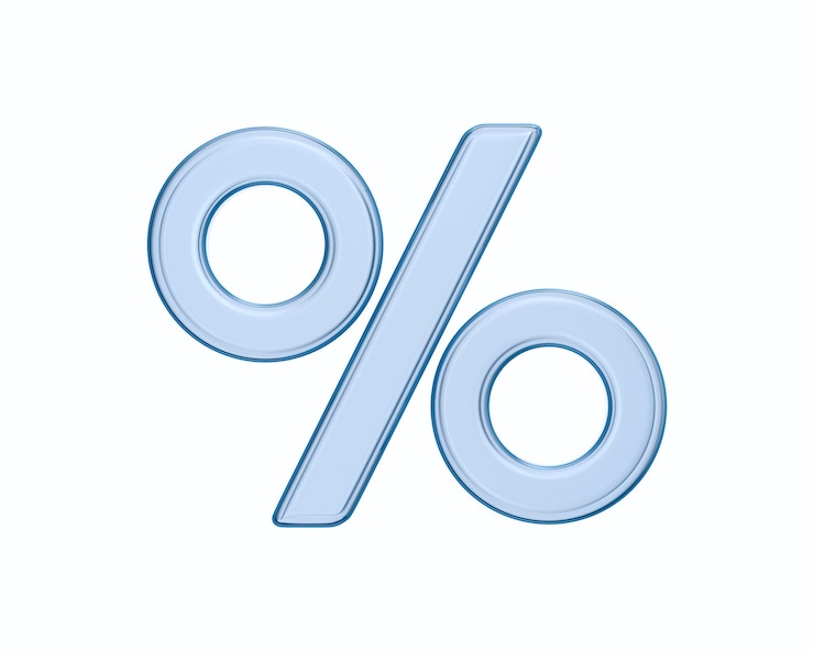 Foto percentuale su sfondo bianco illustrazione 3d isolata