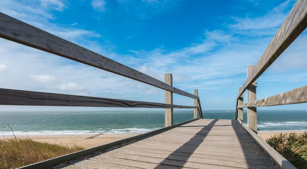 percorso per la spiaggia di sabbia nel mare del Nord a domburg, Olanda Settentrionale, Paesi Bassi