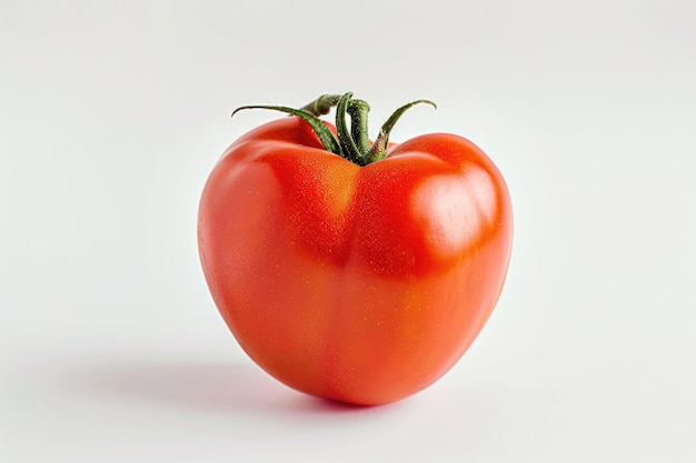 Perfetto pomodoro organico a forma di cuore su sfondo bianco dieta cardiaca sana concetto di amore e altro ancora