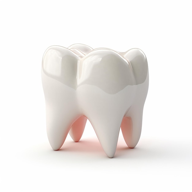 Perfezione bianca perla Modello di un dente sano su sfondo bianco