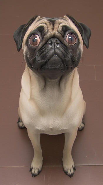 Perfezione del pug Adorabile pug di 3 anni fissa la telecamera Verticale Mobile Wallpaper