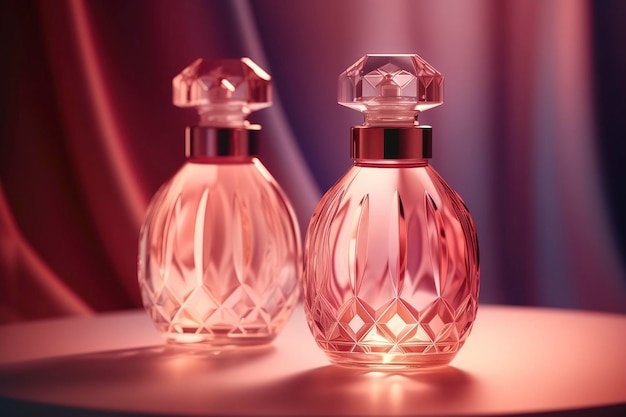 Perfume di eleganza Bottiglia di cosmetici femminili rosa Generative Ai