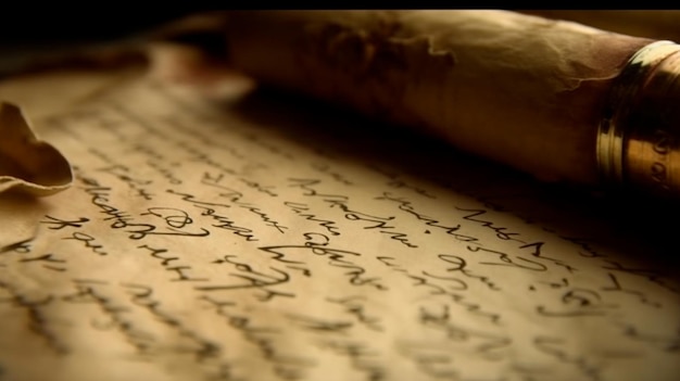 Pergamena antica con testo scritto a mano IA generativa