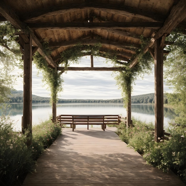 Pergola estiva del lago nella natura