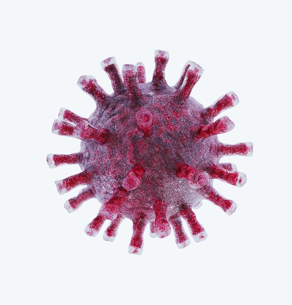 Pericolosa pandemia di coronavirus rosso isolato covid19 influenza 3D rendering