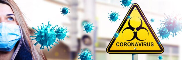 Pericoloso virus corona, concetto di rischio pandemico. illustrazione 3D