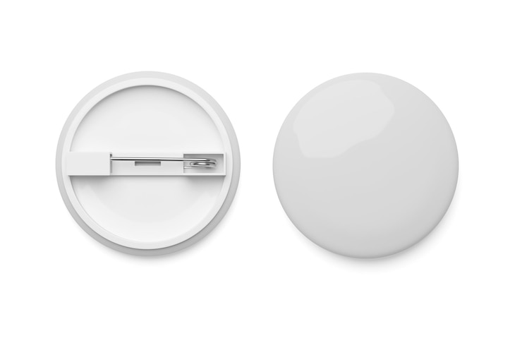 Foto perno distintivo bianco isolato su sfondo bianco mockup 3d rendering illustrazione