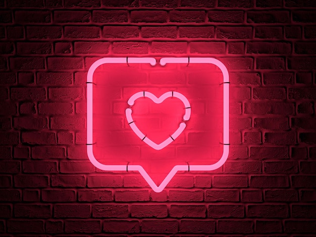 Perno rosso cuore su uno sfondo di mattoni scuri 3d rendering illustrazione