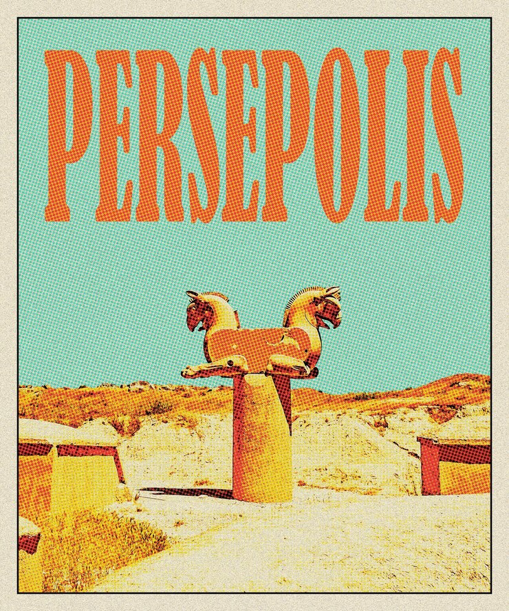 Foto persepolis retro poster di viaggio