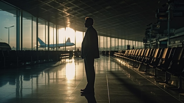 Persona che cammina in aeroportogenerativo ai