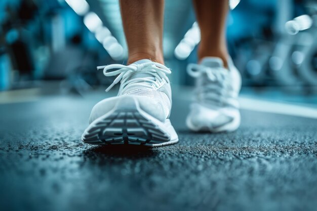 Persona che cammina su un tapis roulant in palestra