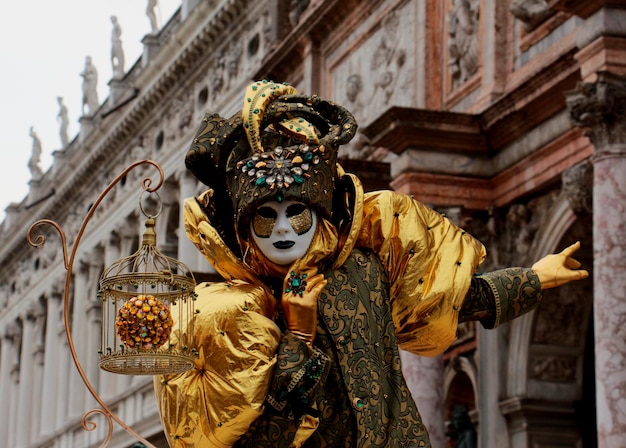 Persona che indossa un costume durante il carnevale