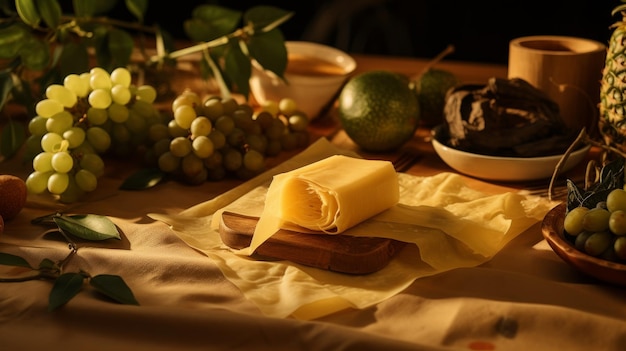 Persona che mette il formaggio su una tavola da taglio