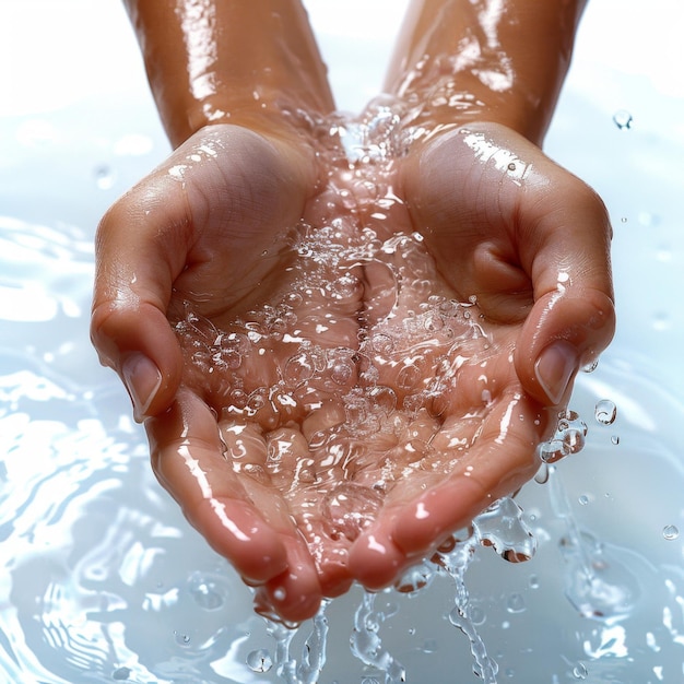 Persona che tiene le mani in acqua